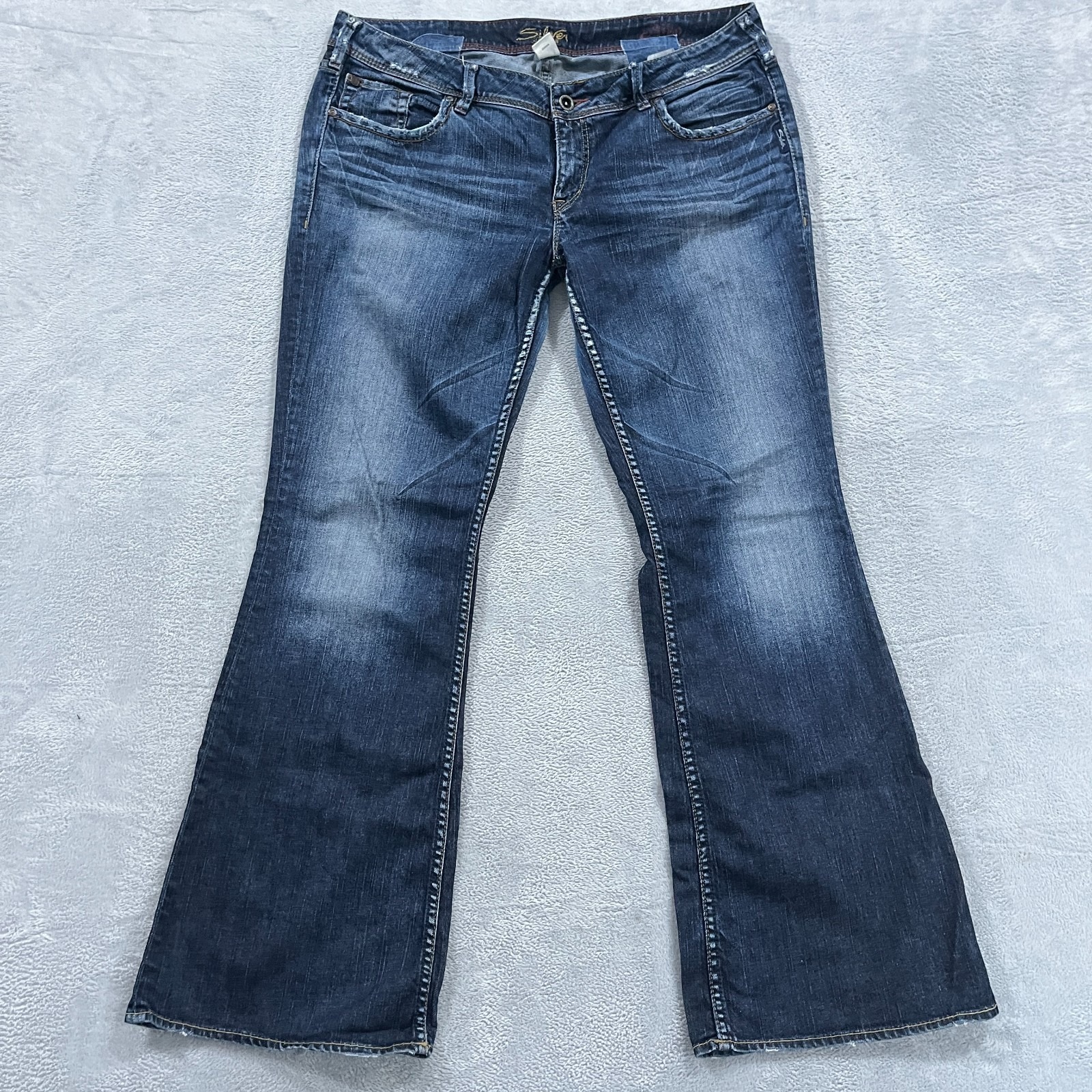Silver Jeans Womens 36x33 Blue Aiko Bootcut Low Rise Y2k Stretch Denim Whiskered